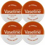 Vaseline Lip Therapy Petroleum Jelly, Cocoa Butter, 4 Pack, 20gm