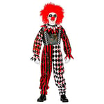 WIDMANN 52515 Combinaison de clown pour enfant avec col taché de sang - Carreaux rayure - Horreur - Psycho - Tueur - Déguisement - Fête à thème - Carnaval - Halloween - 116 cm (116 cm)