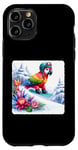 Coque pour iPhone 11 Pro Parrot Snowboards Casque de snowboard Motif fleurs glacées