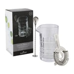 BarCraft Three-Piece Cut-Glass Cocktail Mixing Set with Stirring Spoon Strainer