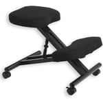 Tabouret ergonomique robert siège ajustable repose genoux chaise de bureau sans dossier, en métal noir et assise rembourrée noir - Noir/Noir