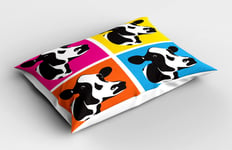 Cattle Pillow Sham Pop Art Cow Heads Image