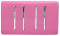 Trendi Artistic Modern Glossy 4 Gang 2 Way Rocker Double Plate Tactile Light Switch Pink