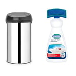 Brabantia 60 Litre Large Kitchen Touch Bin (Brilliant Steel/Matt Black Lid) Removable Lid & Dr. Beckmann Carpet Stain Remover | Removes New and Dried-in Stains | Includes Applicator Brush, 650 ml