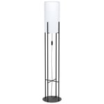 Standing Floor Lamp Light Black & White Fabric 1 x 60W E27 Bulb Living Room