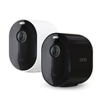 Arlo Pro 5 Camera Surveillance WiFi Exterieure Sans Fil, 160° Vision Nocturne Couleur Avancée 2K HDR, Sirène, Détection Mouvement, Inclus 30 Jrs Arlo Secure, Pack de 2 Caméras Blanc (1) & Noir (1)
