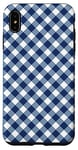 Coque pour iPhone XS Max Carreaux carrés vichy bleu à carreaux