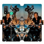 Housse cuir portefeuille pour Huawei P Smart (2020) Johnny Hallyday Moto