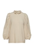Mayla Stockholm Carly Puff Sleeve Top Blus Långärmad Beige [Color: OAT ][Sex: Women ][Sizes: 34,38 ]