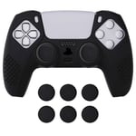 eXtremeRate PlayVital Black 3D Studded Edition Anti-slip Silicone Cover Skin for ps5 Controller, Soft Rubber Case Protector for ps5 Wireless Controller with 6 Black Thumb Grip Caps