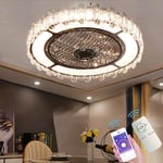 Ceiling Fan with Lamp, Crystal Ceiling Fan with LED Light, 72W Modern LED Dimmable Ceiling Light,Adjustable Wind Speed, with Remote Control,Restaurant Bedroom Decoration Indoor Fan Lighting (B)