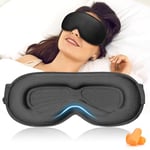 Masque de Nuit, Cache Yeux pour Dormir Avec Bandeau Réglable,Zero Pression-Design Ergonomique 3D, Masque Yeux Doux et Confortable, Masque de Sommeil pour Hommes et Femmes-Noir