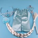 Frozen Kid Gift Princess Piece Elsa Anna Tiara Hair Crown Gloves Wig Wand Braid