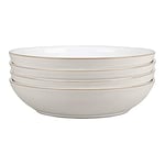 Denby - Natural Canvas Pasta Bowls Set of 4 - Beige White Reactive Glaze Dishwasher Microwave Safe Crockery 1050ml - Ceramic Stoneware Tableware - Chip & Crack Resistant