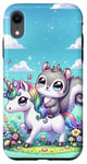 Coque pour iPhone XR Kawaii Squirrel on Unicorn Daydream