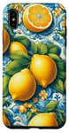 Coque pour iPhone XS Max Fruits floraux citron, belle couleur bleu italien