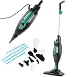 Salter Steam Cleaner 14in1 Handheld Upright Chemical Free Cleaning Black/ Green