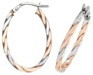 James Moore TH ER1041RW-V3 9ct Rose/White Gold Oval Hoop Jewellery
