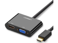 Ugreen Adapter omvandlare HDMI - VGA/HDMI + minijack 3,5 mm svart (CM101)