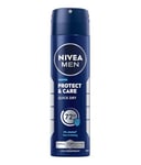 NIVEA MEN Protège & Soin Spray en pack de 6 (6 x 200 ml), Déodorant pour homme avec une protection maximale 48 heures, Spray anti-transpirant de soins masculins, 0% alcool