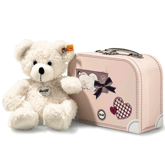 Steiff Lotte Teddy (white) Bear in a Pink Suitcase 28cm