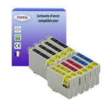 10 Cartouches Compatibles avec Epson Stylus SX510W, SX515W remplace Epson T0711 T0712 T0712 T0714 - T3AZUR