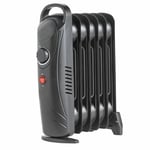 Mini Electric Portable 6 Fin Oil Filled Gloss Black Radiator Thermostat 800W