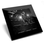 Glass Coaster BW - Basketball Player Hoop Ball Pro Glossy Quality Coasters/Tabletop Protection for Any Table Type #42532