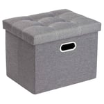 COSYLAND Pouf Rangement - Coffre de Rangement - Banc de Rangement - Repose Pied Salon - Pouf Coffre - Pouf de Rangement -Repose Pied Canape - Tabouret Rangement - 43 x 33 x 33 cm Gris Clair Neutre