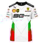 Ny F1 Ferrari racingdräkt, teamversion, avslappnad rund hals, kortärmad topp, vit vit white S