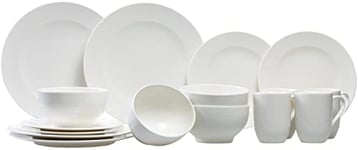 Villeroy & Boch - For Me ménagère 16 pièces, ensemble de vaisselle de base en porcelaine premium pour 4, french bol, assiette, mug, blanc, adapté au lave-vaisselle