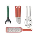 Brabantia Garlic Press + Universal Tin/Can Opener + Coarse Grater Plus Cover + Food Peeler Y Shaped Plus Zester