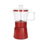 La Cafetière Verona Glass Espresso Maker, Red, 6 Cup, Gift Boxed