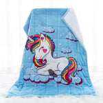 Sivio Kids Sherpa Fleece Weighted Blanket,1.4kg Blue Unicorn, Ultra Soft and Cozy Heavy Blanket, Great for Calming and Sleep, Fall and Winter Sherpa Flannel Weighted Blanket for Child, 90x120cm