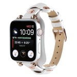 Läderarband till  Apple Watch Series 7 45mm, 6 / SE / 5 / 4 44mm, 3 / 2 / 1 42mm Vit