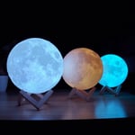 Nattlampa LED månglob med 3D-yta, touch, induktionsdriven, uppladdningsbar, 3 färger