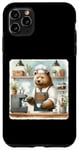 Coque pour iPhone 11 Pro Max Bear As Barista In Cozy Shop. Machine à expresso pour café latte