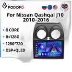 Bilradio Android för Nissan Qashqai J10 2006-2016 - AI Röstvideospelare, 4G Auto Carplay 2din Autoradio
