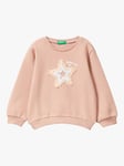 Benetton Kids' You're A Star Applique Sweatshirt, Dark Powder