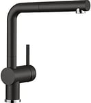 Blanco 526148 Linus-S Kitchen Sink tap Made of Granite Pull-Out spout Linus-S-black-526148, Silgranite Black, Hochdruck