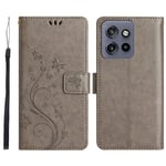 Motorola Edge 50 Neo Mobilfodral med fjärilar, Grå