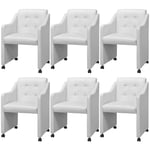 vidaXL spisebordsstole 6 stk. hvid kunstlæder
