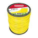 Oregon Yellow Square Strimmer Line Wire for Grass Trimmers and Brushcutters, Professional Grade Nylon, Fits Most Strimmers, 4.0 mm x 95 m (69-478-Y)
