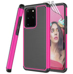 Jeylly Galaxy S20 Case with 2x HD Screen Protector, Galaxy S20 Case, Shockproof Dual Layer Armor Defender Scratch Absorbing Hybrid Rubber Plastic Phone Case Cover for Galaxy S20 (6.2") - Rose