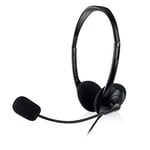 Ewent EW3563 Lightweight Professional Headset With Microphone For PC,Volume Control,Wired Headset,Dual 3.5 mm Jack Connection (1xAudio-1xMic),Cable 2.1m,for PC,Laptop,Macbook,Office,Skype - Black