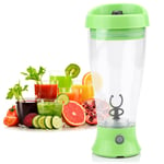 Personal Juicer, Portable Battery-Powered Automatic Coffee Milk Mixer Blender Cup, 400ML Vegetable and Fruit Juicer, Ice Small Blender Home/Office/Sports/Outdoor(Green)