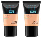 Maybelline Fit Me Matte + Poreless With Clay 18ML- 220 Natural Beige x2