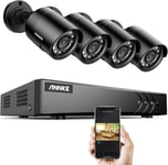 ANNKE E200 1080p Outdoor CCTV Camera System, 8 Channel 5MP Lite DVR and Black 