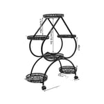 Elegant metallhjärtformat växtställ, 4 nivåer, järndesign,svart