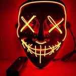 Halloween LED Mask Purge Luminous Mask Neon Masker The Purge LED Light Mask för fest Halloween Fasching Karneval Kos[~183]